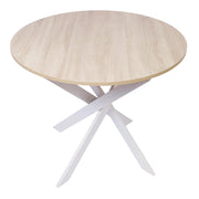 Tavolo da pranzo rotondo ZEN, 90x90x77cm, per 4 persone, colore Rovere, Gambe in metallo laccato bianco opaco RF1144