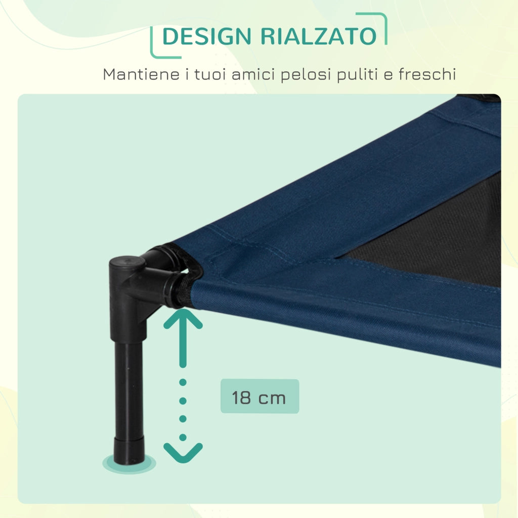 Letto per Cani ¨C Minimal ¨C Blu, Tessuto Oxford e Metallo, 76x61x18 cm