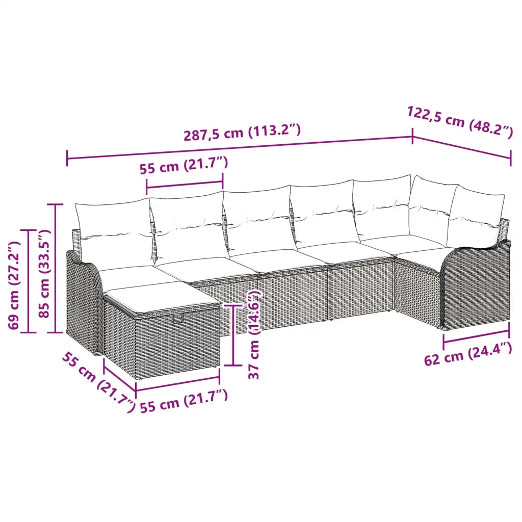 Set di divani con cuscino Grigio e Blu Navy polyrattan 3359004