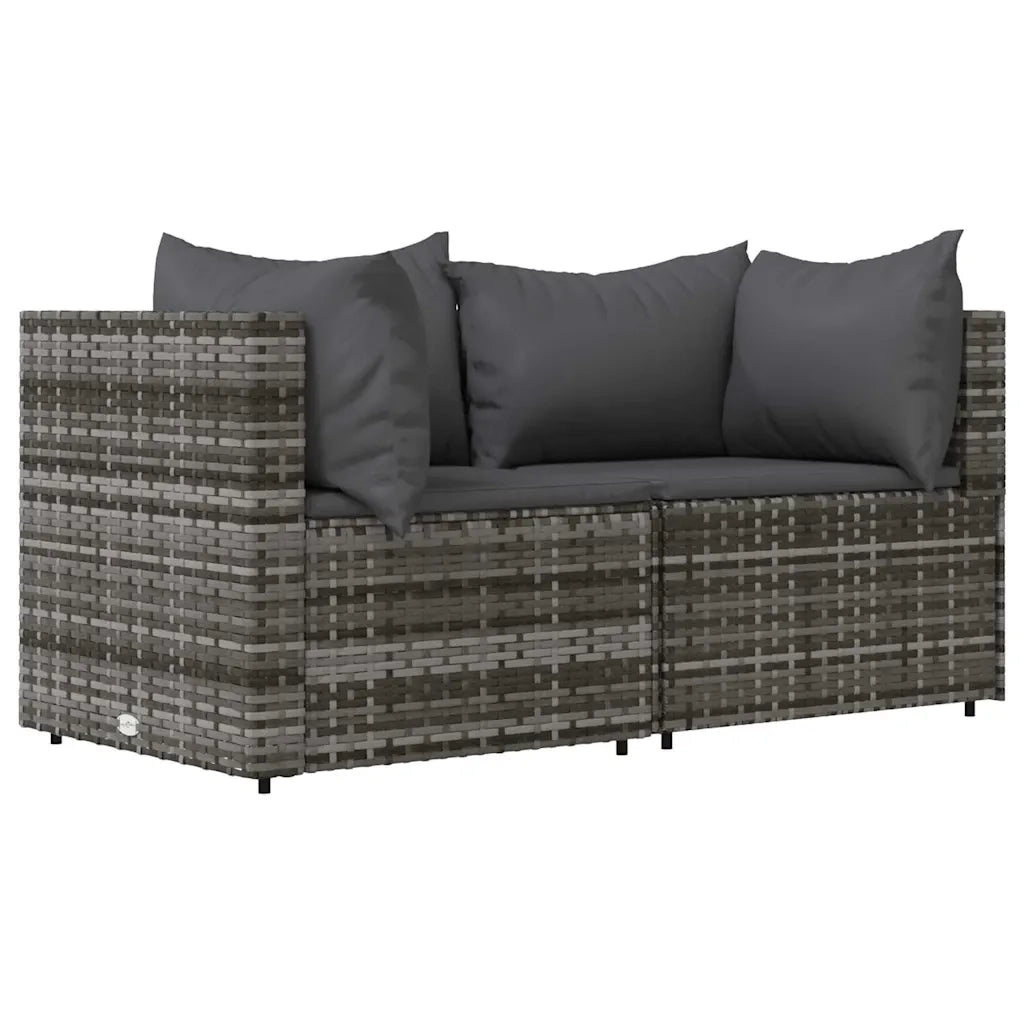 Set Divani da Giardino 3 pz con Cuscini in Polyrattan Grigio 319763