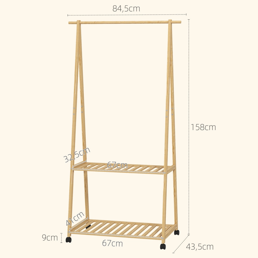 Appendiabiti scorrevole con ripiani ¨C Minimal ¨C 84.5x43.5x158 cm Natural