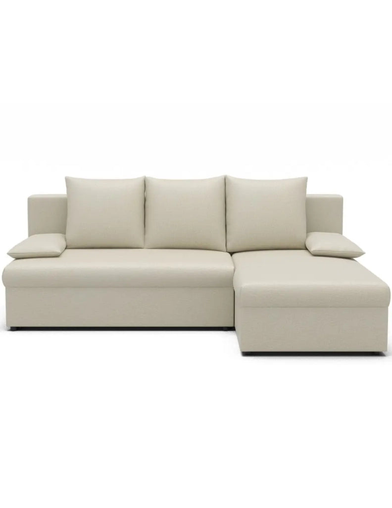 Divano angolare Beige 3 posti convertibile compatto 206x90x146cm GINA