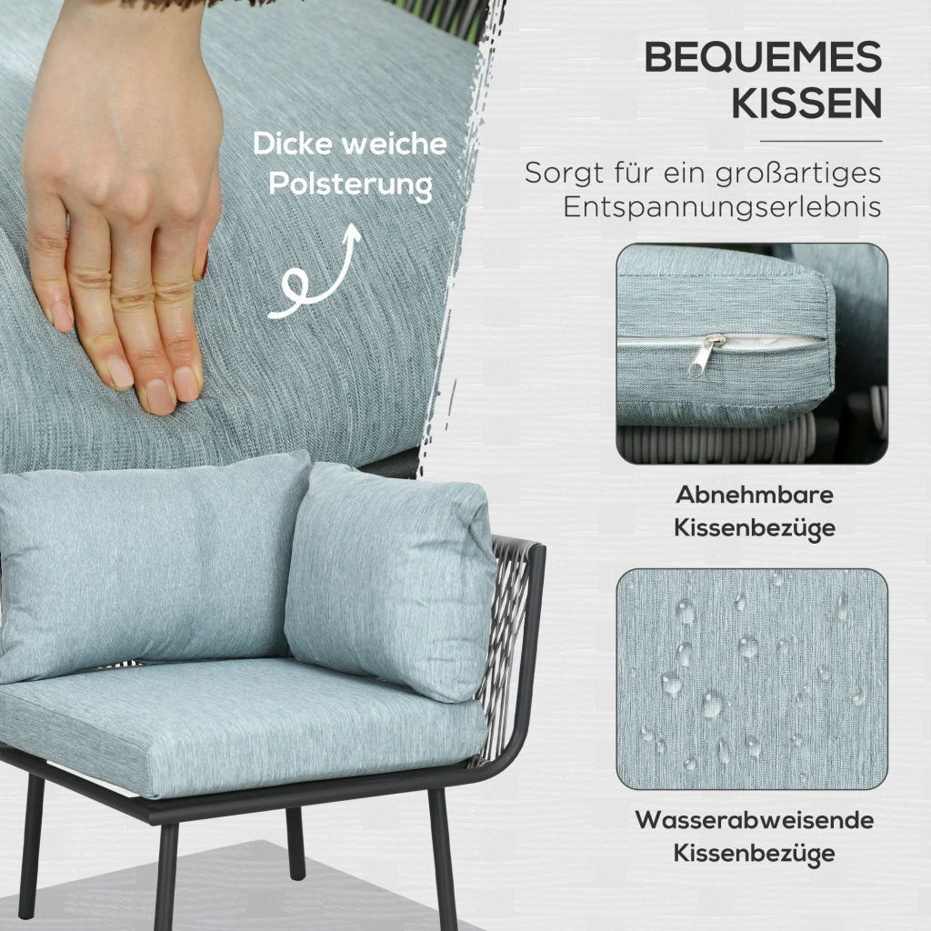 Set Giardino Polyrattan 4 Posti con Cuscini ¨C Minimal ¨C Grigio