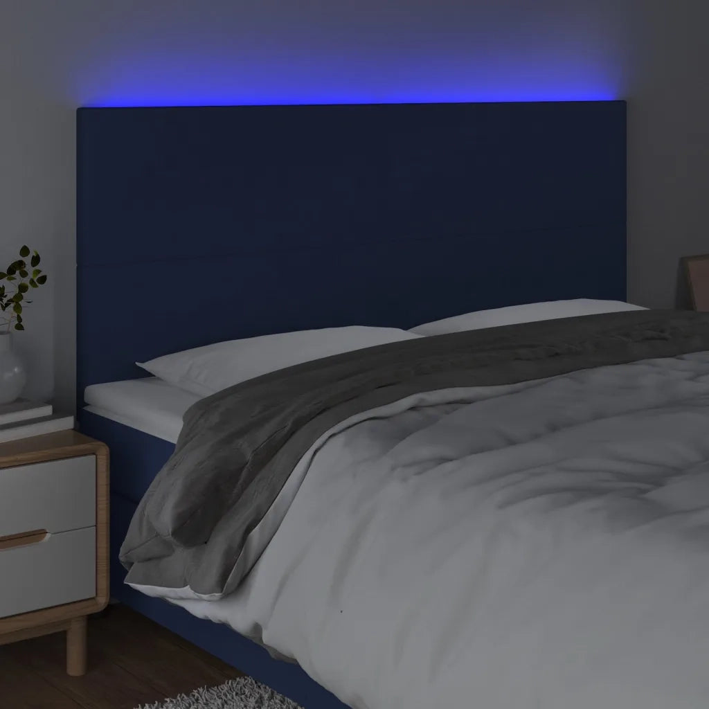 Testiera | Testata a LED blu 200x5x118/128cm in Tessuto