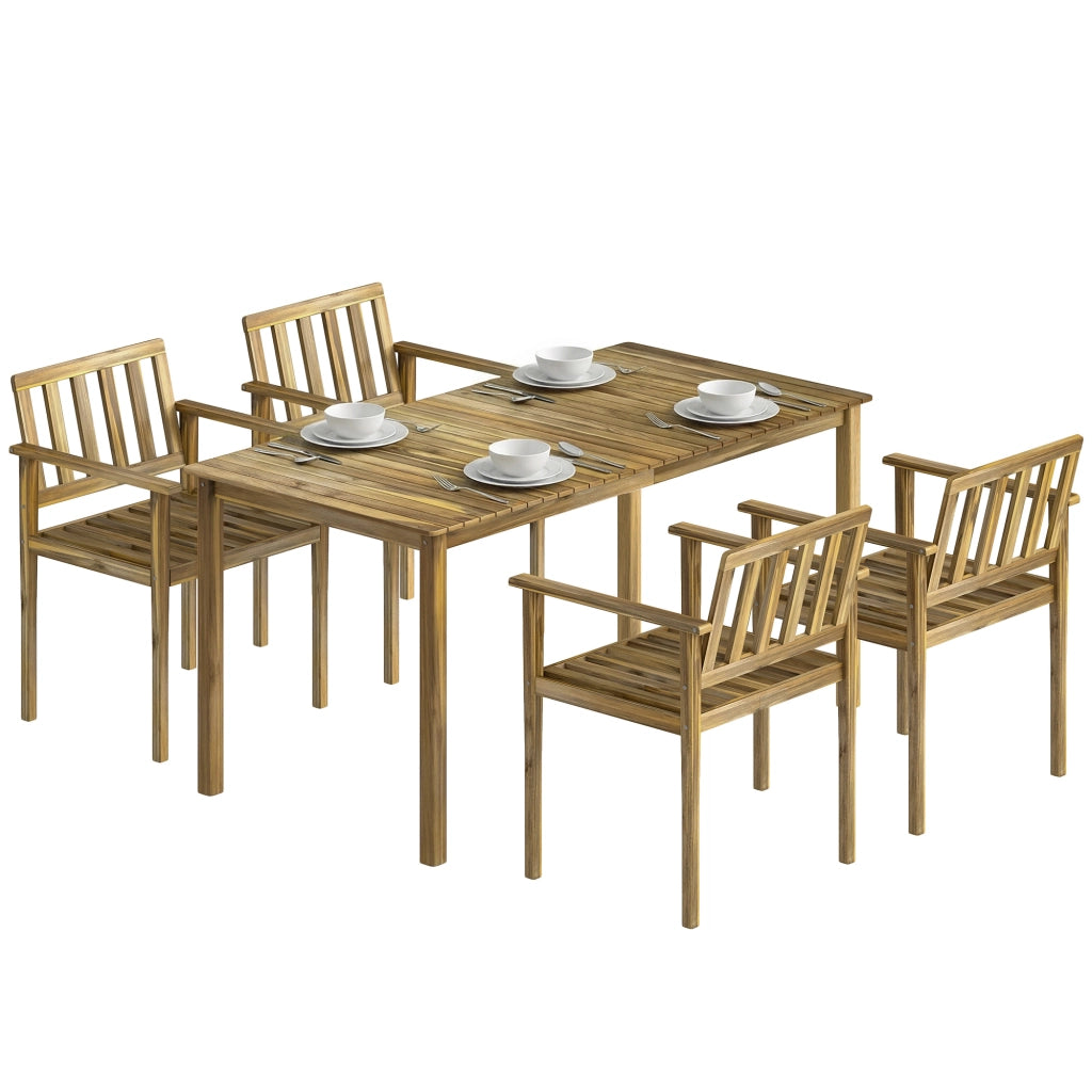 Set da pranzo 5 pezzi ¨C Minimal ¨C tavolo e sedie in teak per 4 persone