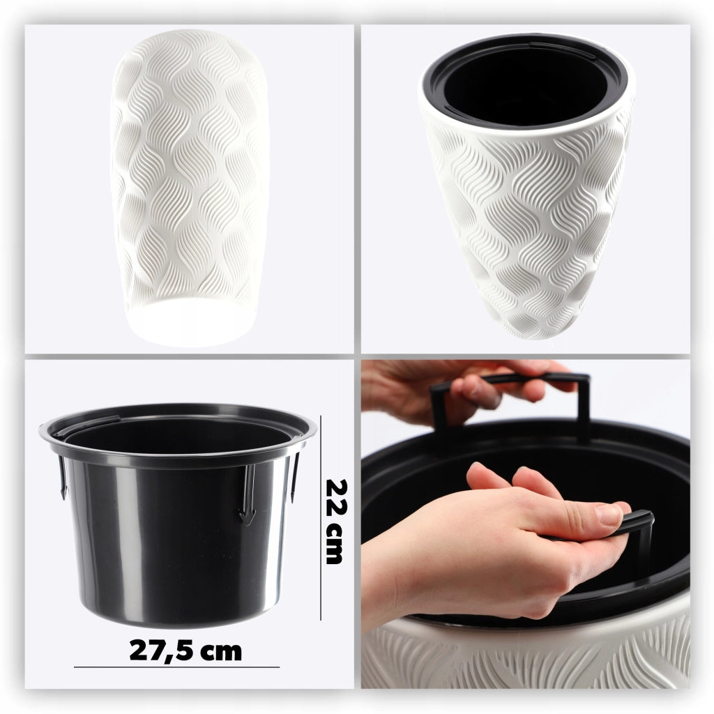 Vaso da fiori KADAX con inserto 58 cm, copertura per vaso da fiori in plastica alta