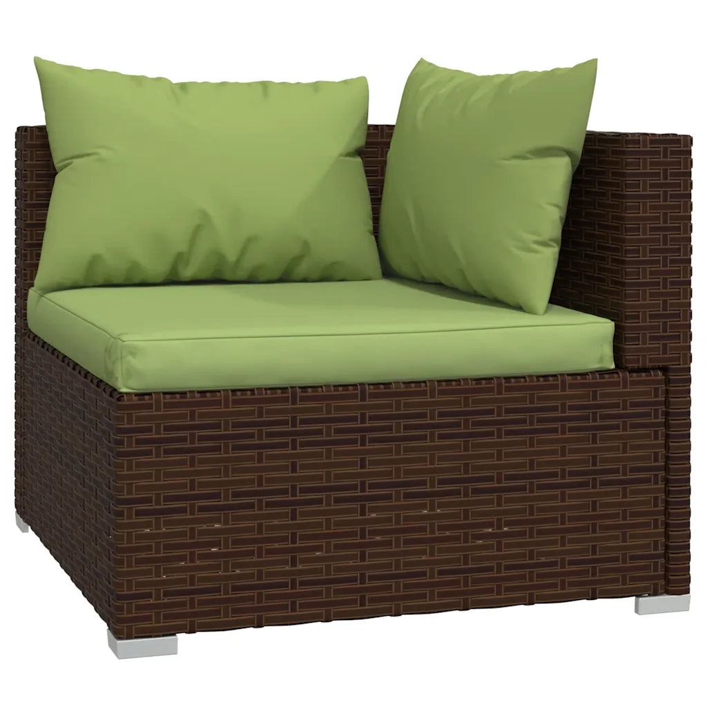 Set Divani da Giardino 5 pz con Cuscini in Polyrattan Marrone 3101660