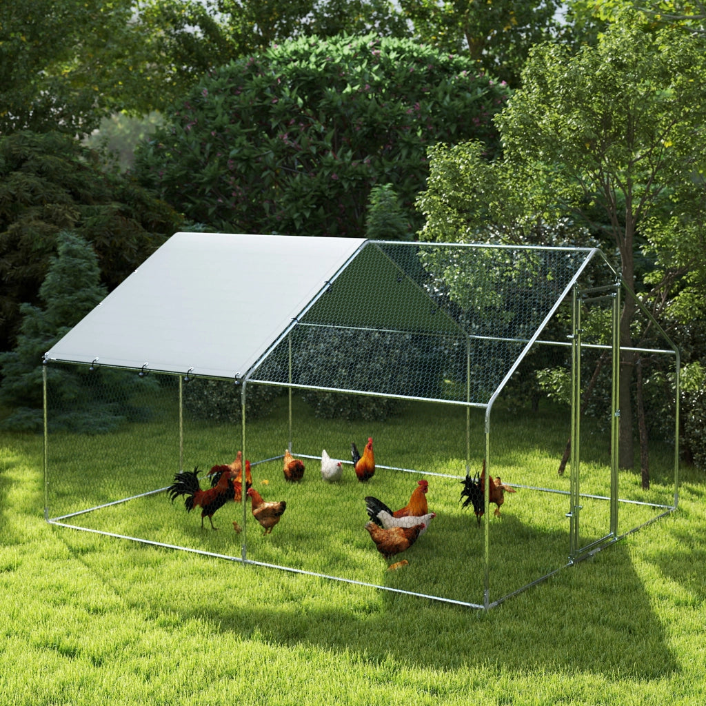 Pollaio Grande in Metallo ¨C Xylo ¨C Copertura Impermeabile Anti-UV, 3x3.4x1.9m, per 10-15 Galline