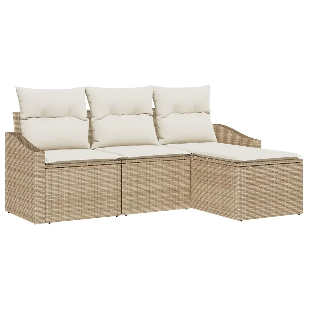 Set di divani con cuscino 4 pcs Beige polyrattan 3346671