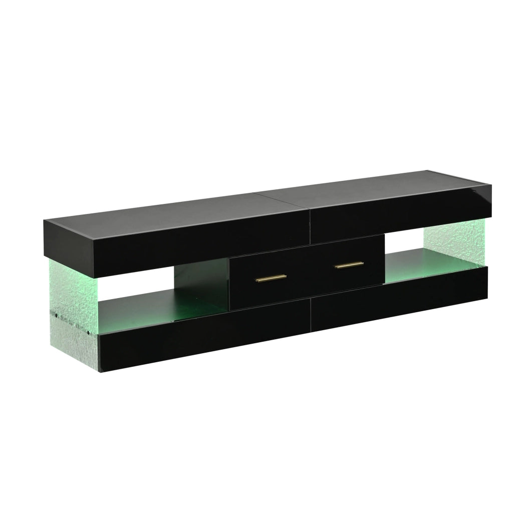 Cassettiera TV nera in truciolato lunghezza 152 cm