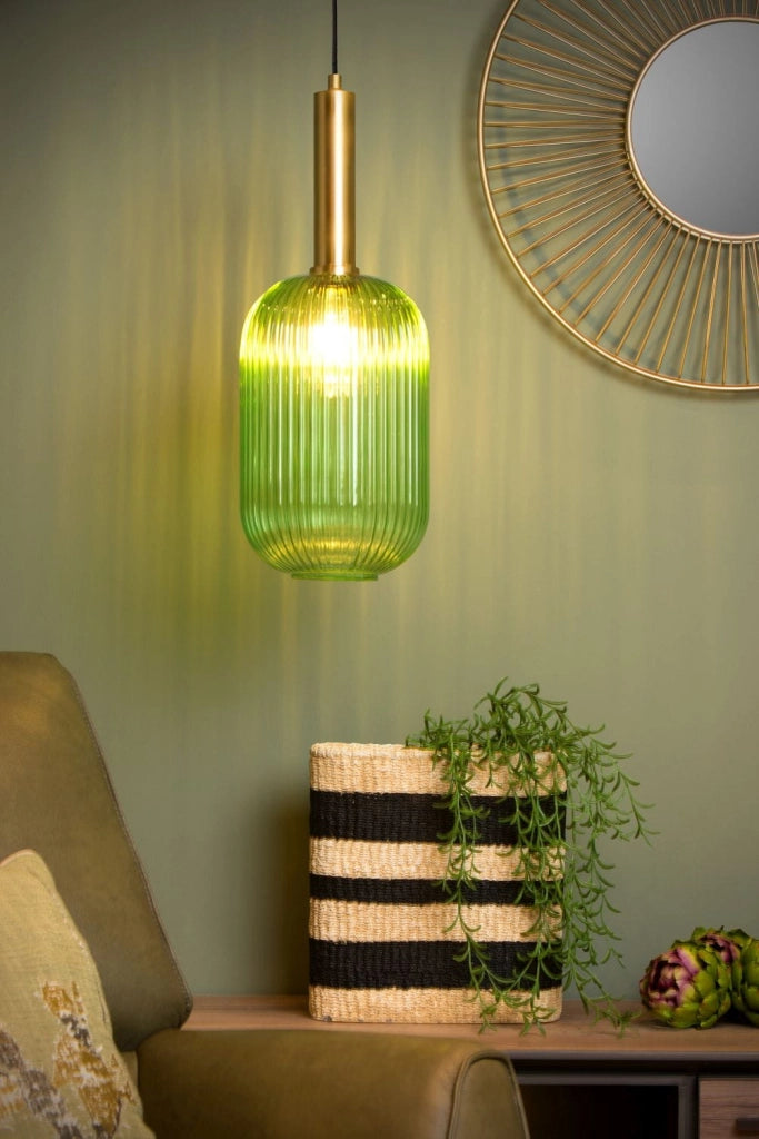 Lampada a sospensione Lucide Maloto verde oro Ø20 E27
