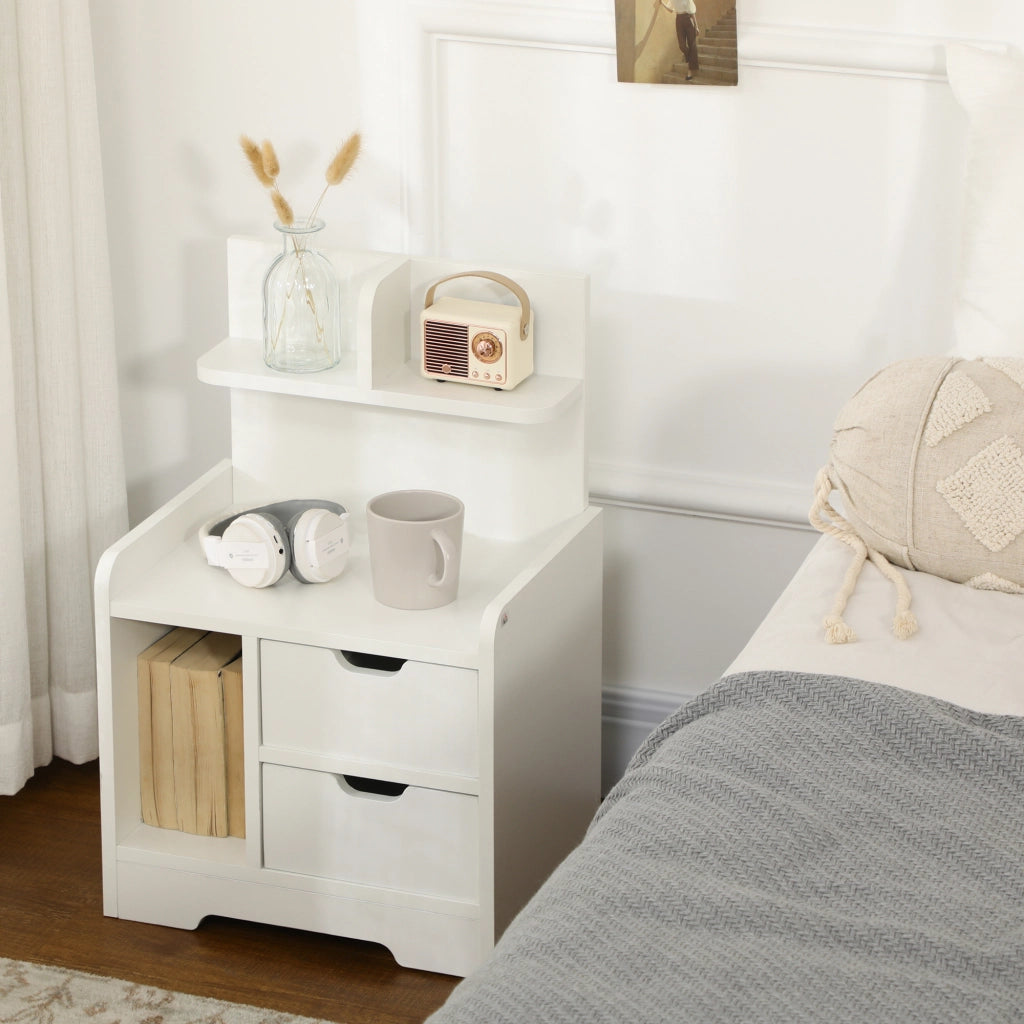 Comodino con 2 Cassetti ¨C Xylo ¨C Legno Bianco con Ripiano