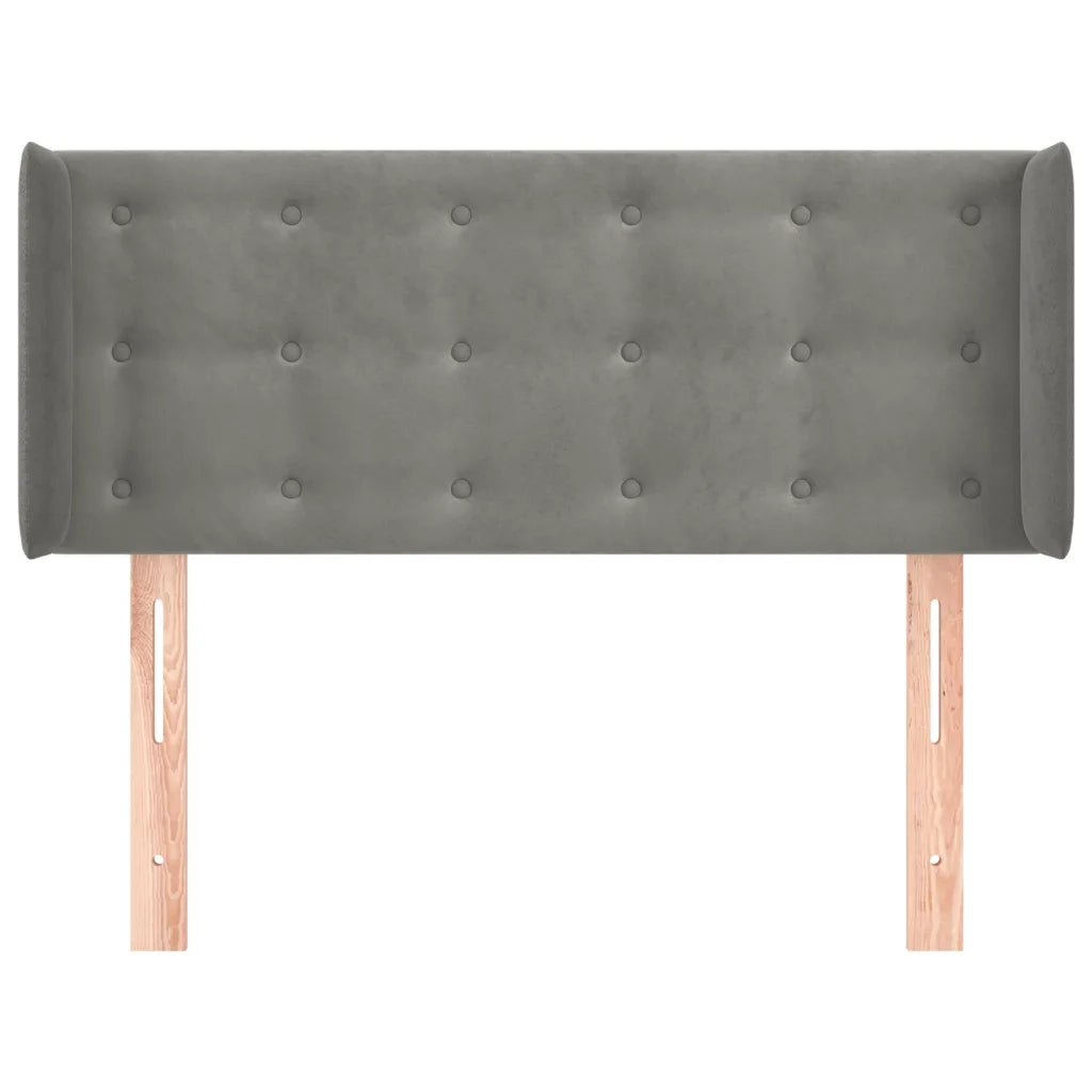 Testiera ad Orecchio-Testata con Orecchie Grigio Chiaro 103x16x78/88 cm in Velluto 635882