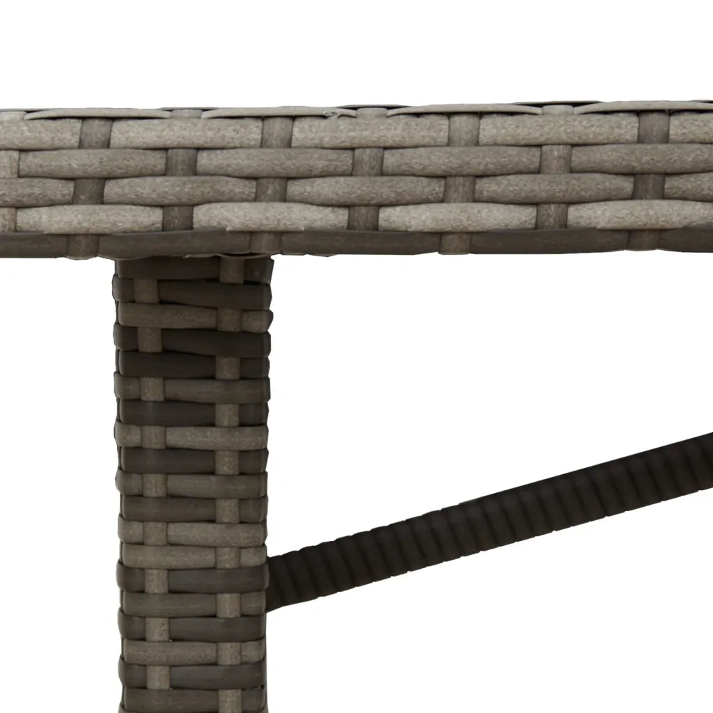 Tavolo da Giardino | Tavolino da esterno Piano in Vetro Grigio 190x80x75cm Polyrattan