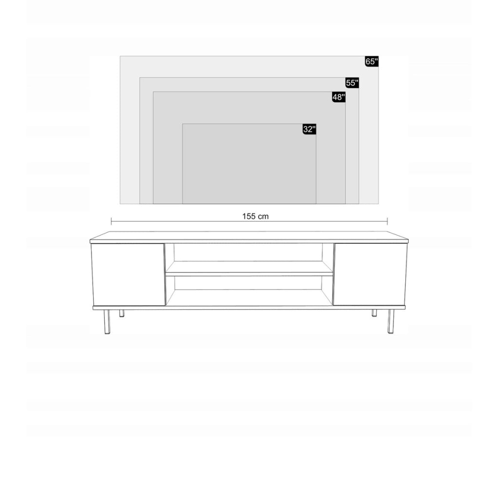 Mobile TV Focus cashmere con gambe dorate 155 cm