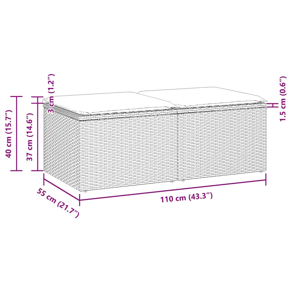 Set Divano da Giardino 2 pz con Cuscini Beige Polyrattan Acacia 3328662