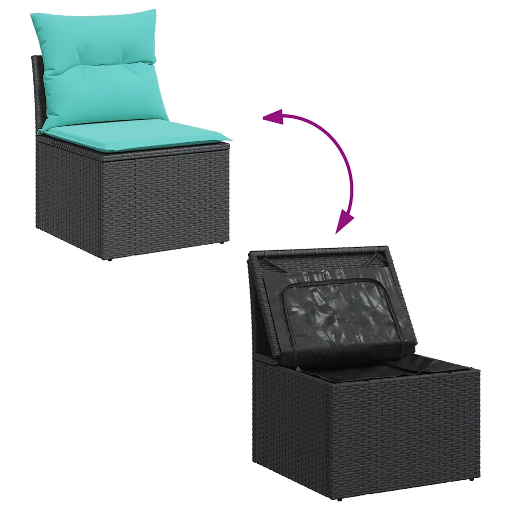Set Divani da Giardino 13pz con Cuscini Nero in Polyrattan 3256722
