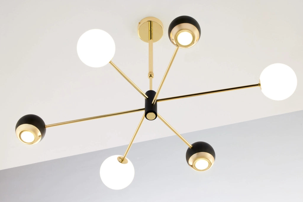 Lampada a sospensione MOKA oro/nero 6 luci G9+GU10 Jupiter