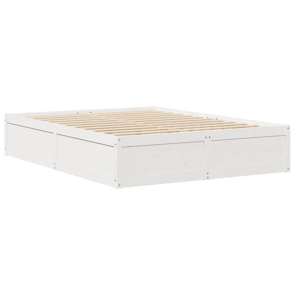 Letto senza Materasso-Struttura Letto Bianco 140x190 cm Legno Massello di Pino 841098