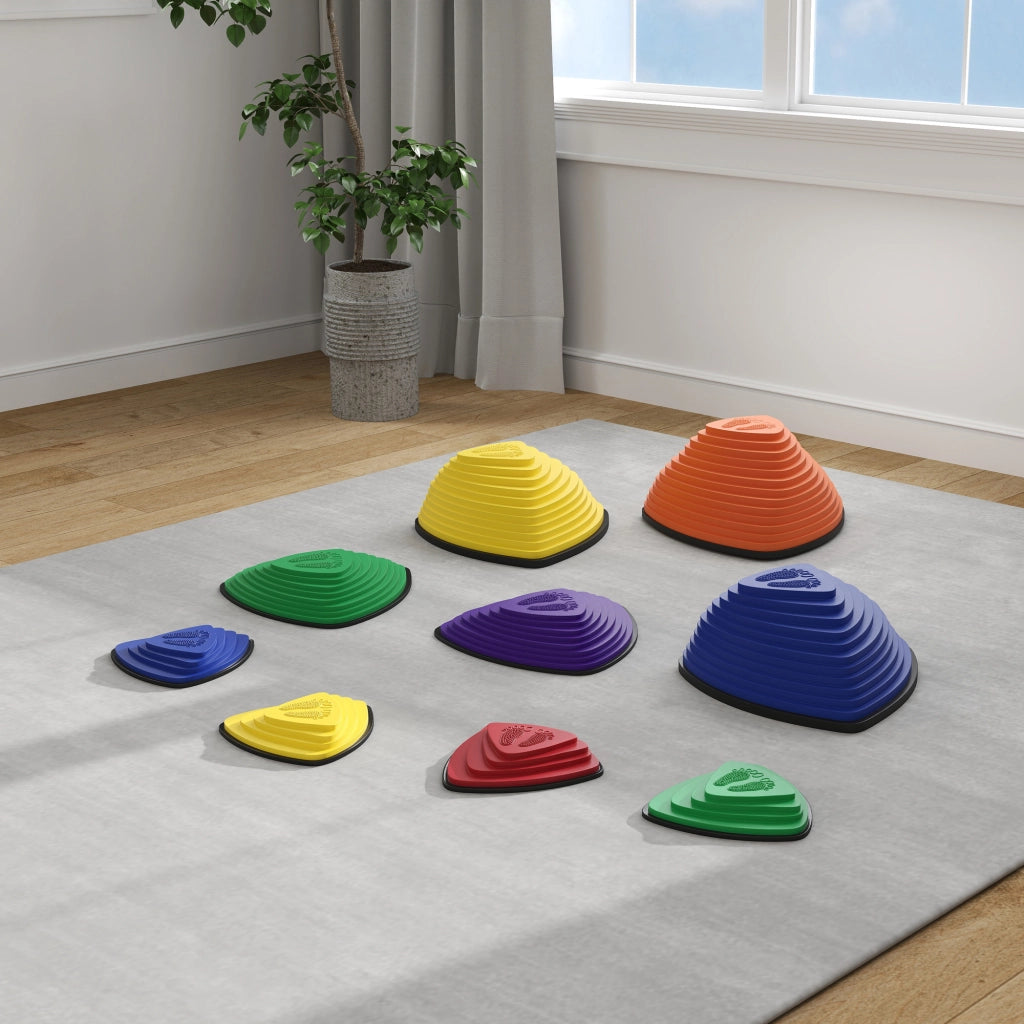 Set di 9 pedane ¨C Minimal ¨C per interni ed esterni, antiscivolo, impilabili, colorate