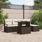 Set Divano da Giardino con cuscino 6 pcs Marrone e crema