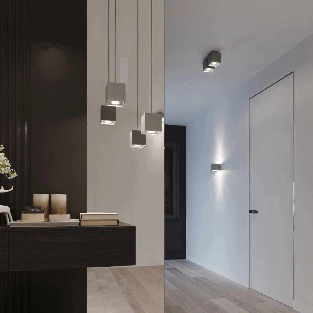 Lampada da parete moderna in alluminio grigio Quad Deep Space 2x GU10 LED Max 10W