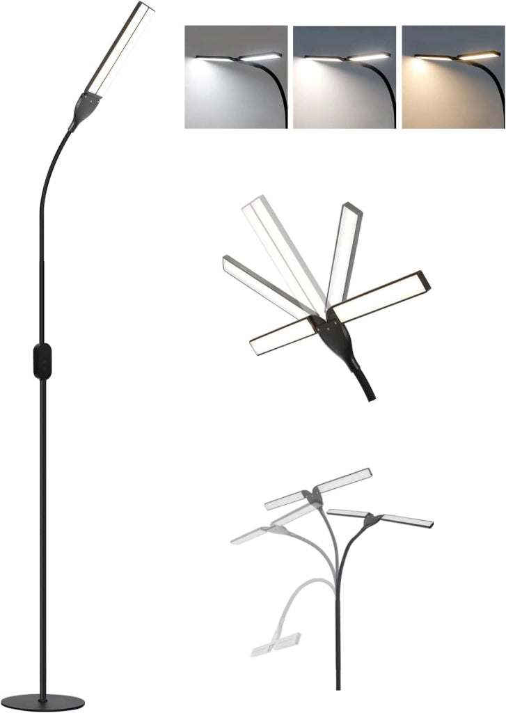 ZMH Lampada da Terra LED Nero 9W 158cm Dimmerabile Timer Memoria per Studio Camera