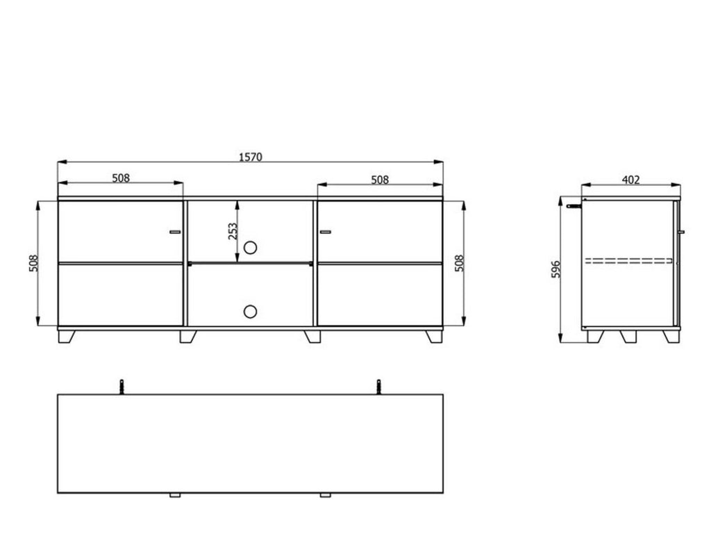 Cedegolo, Mobile Porta tv 4 Ripiani, 157x40x59.5h cm Bianco