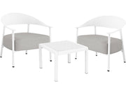 Set di mobili da giardino in metallo e plastica "Céora" - 2 posti - Bianco