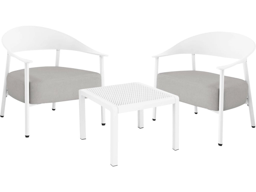 Set di mobili da giardino in metallo e plastica "Céora" - 2 posti - Bianco