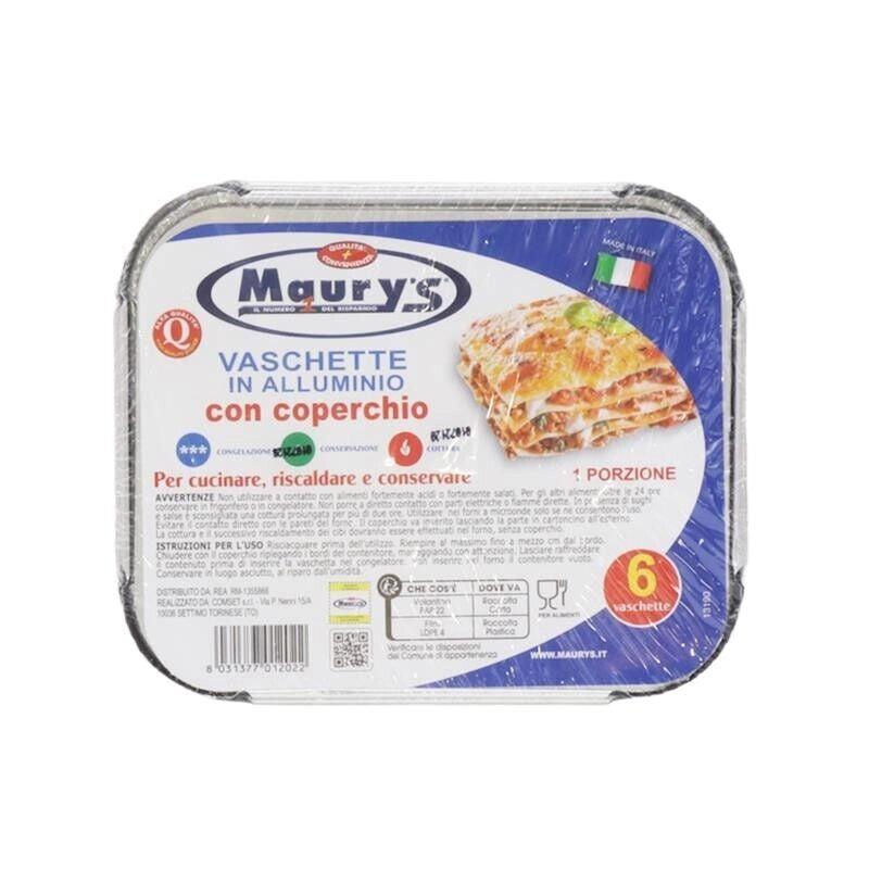 MAURY'S CONTENITORI CON COPERCHIO MONOPORZIONE IN CONFEZIONE DA 6 PEZZI