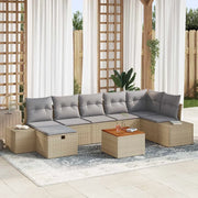 Set Divano da Giardino con cuscino 8 pcs Beige polyrattan