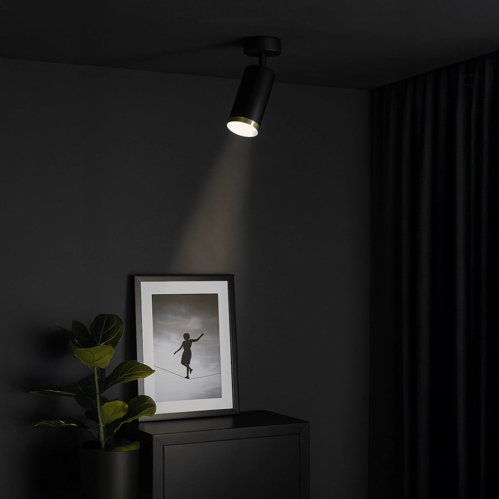 Spot soffitto moderno nero oro tondo orientabile GU10