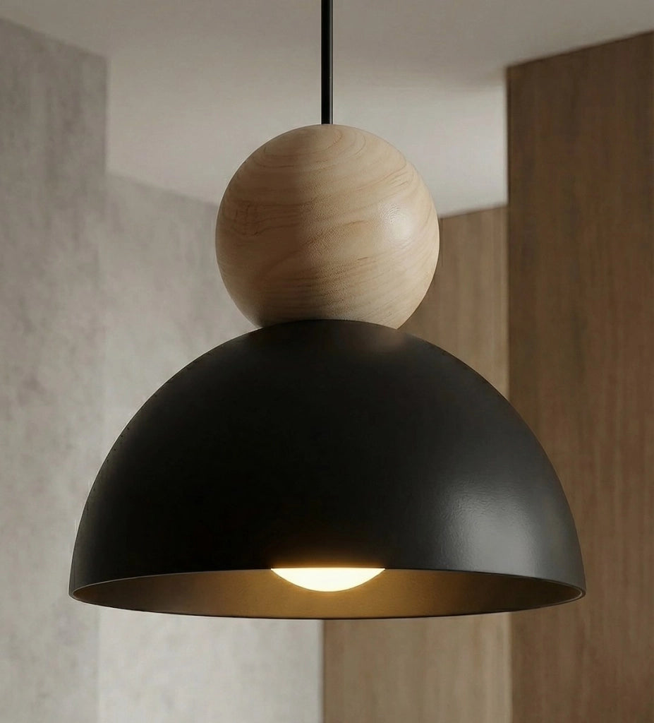 Lampada a sospensione KAKI japandi nero-beige 3xE27