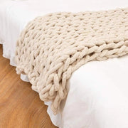 Plaid di lana grezza per divano - Handgeweven - 80 x 100cm - Beige