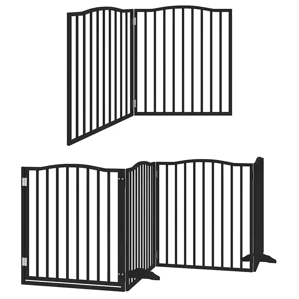 Cancello Cani Porta Pieghevole Nero 10 Pannelli 800 cm Pioppo 3155631