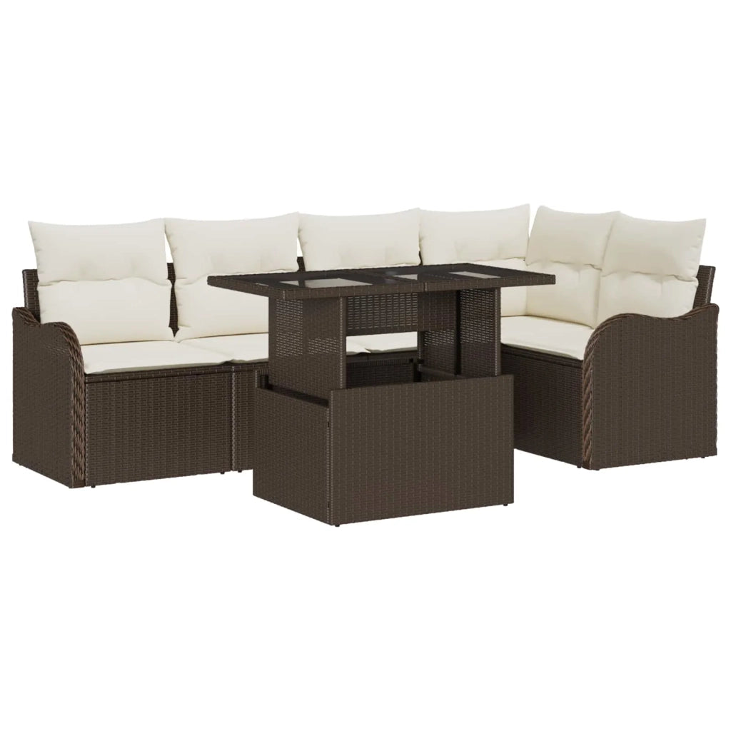 Set Divano da Giardino 6 pcs Marrone Rattan in Polipropilene 3357201