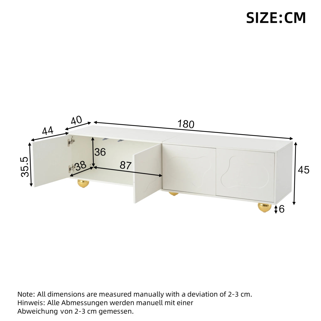 Cassettiera per TV bianca in truciolato lunghezza 180 cm