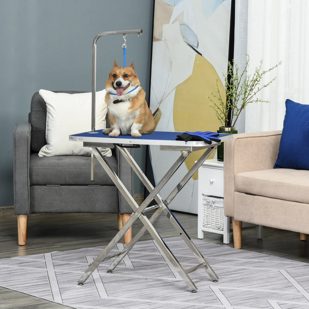 Tavolo da Toelettatura per Animali Domestici ¨C zephmum ¨C Blu 72x45x74-81 cm