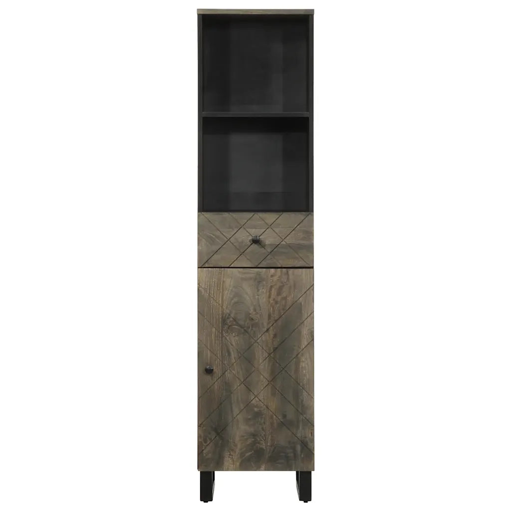 Mobile da Bagno Nero 38x33x160 cm in Legno Massello di Mango 4017706
