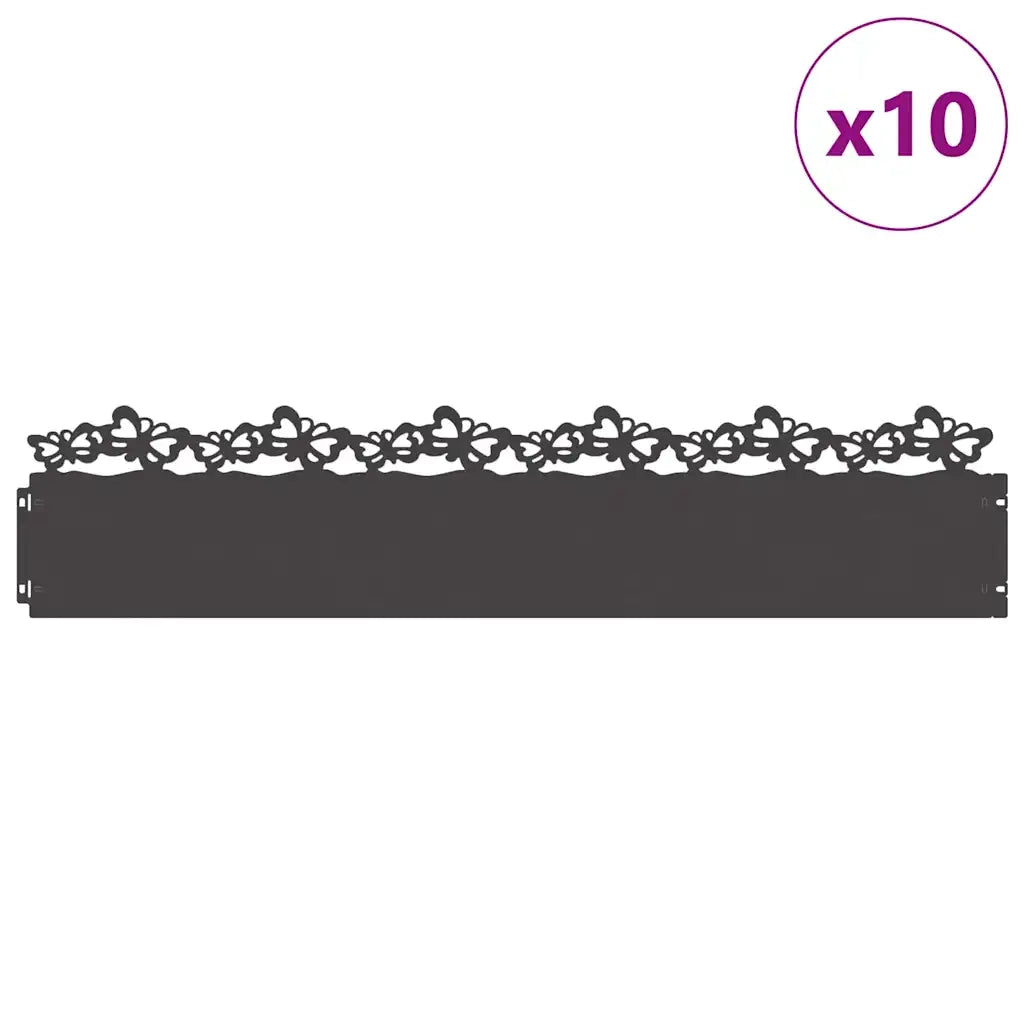 Bordure per prato 10 pz Nero 103 x 0,05 x 22 cm Acciaio CFW4089783