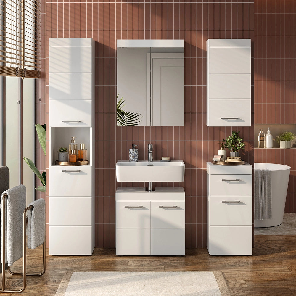 Vicco Set mobili bagno Bianco 3 parti, con colonna