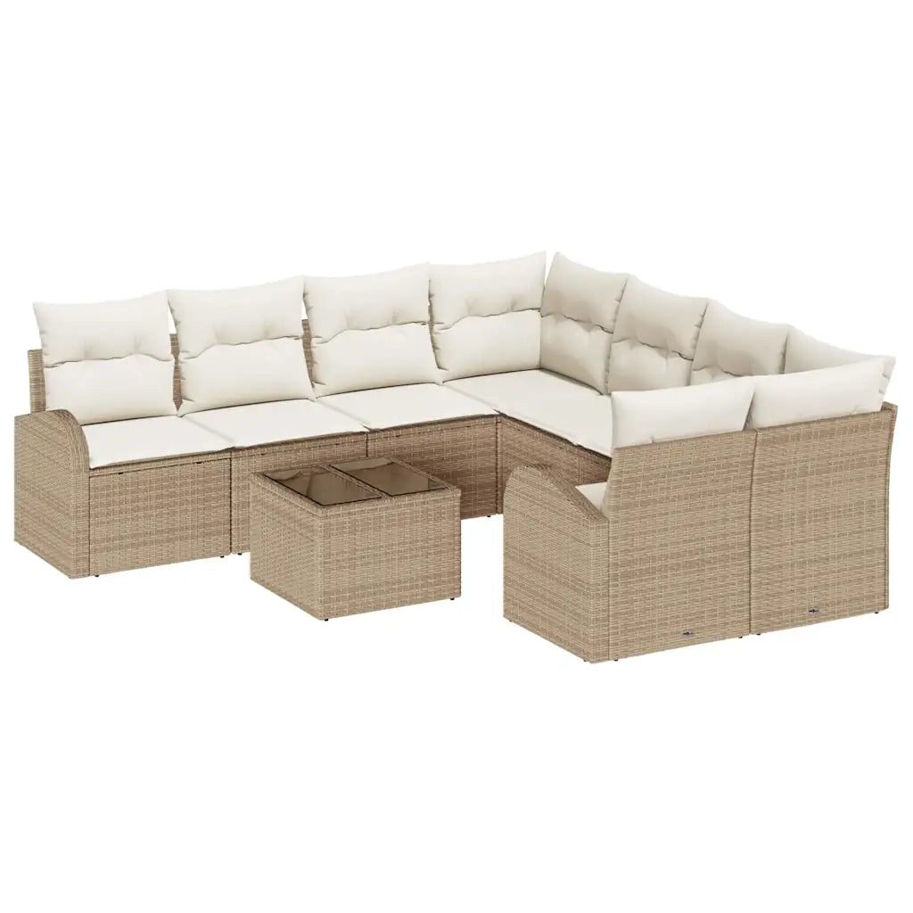 Set di divani con cuscino 9 pcs Beige e Crema polyrattan 3354650