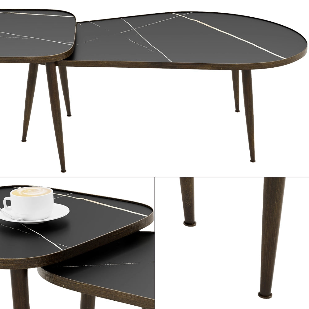 Vicco Set di tavolini Nero 105 x 64,5 cm 2 parti