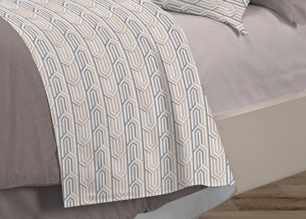 Completo Lenzuola Letto 100% Cotone Italy 3027 Disegno Henry - Singolo - Beige