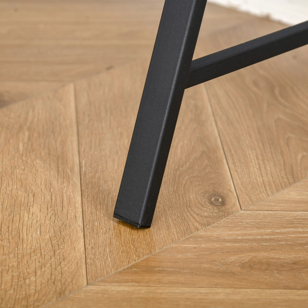 Scrivania lineare con ripiano e passacavi; struttura in MDF e metallo nero; per ufficio e studio; 84×45×85 cm