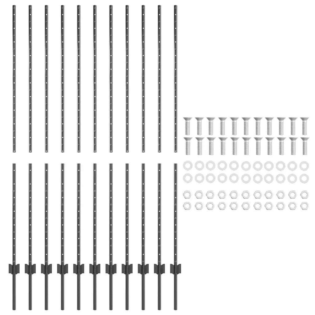 Palo della recinzione 11 pcs Grigio 150 cm Acciaio 42006287