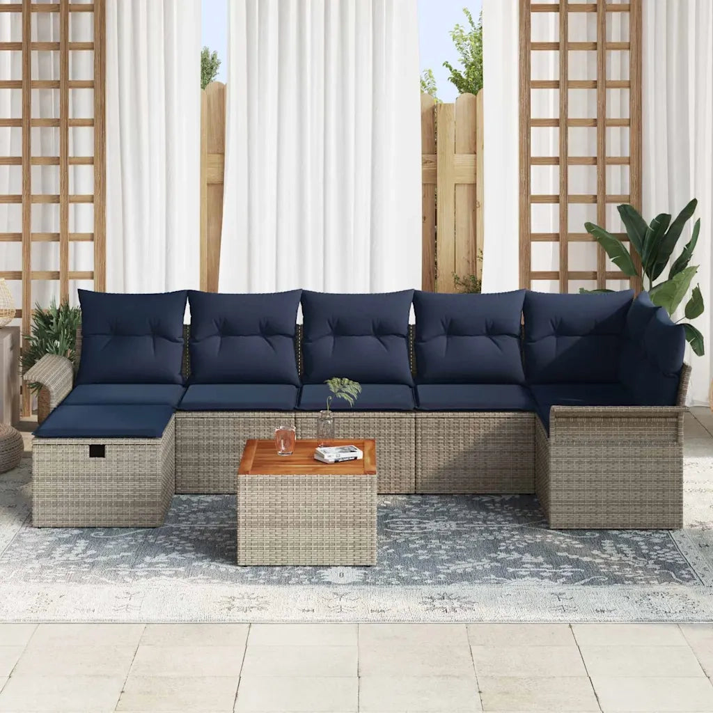 Set Divano da Giardino con cuscino 8 pcs Grigio Poly Rattan 3360797