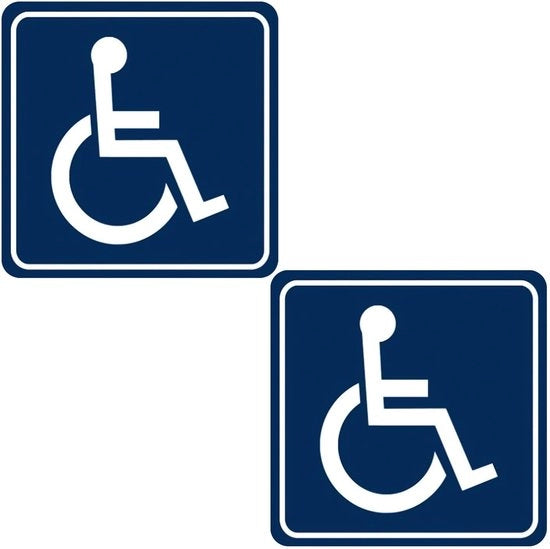Etichette per Sedia a Rotelle - 2 Pezzi - PVC Autoadesivi - Blu - 15x15cm - Facili da Applicare