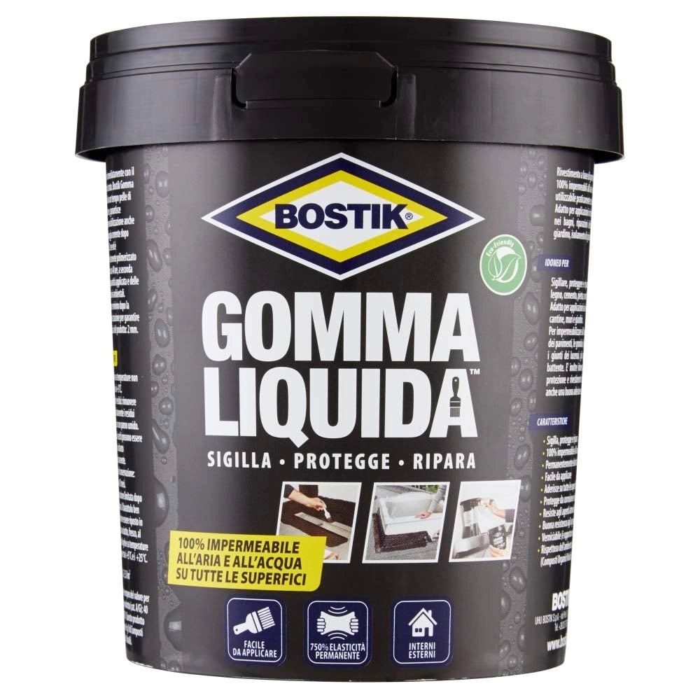 Gomma Liquida Sigillante Impermeabile 750 ml Elastica e Verniciabile per Riparazioni e Rivestimenti Interni ed Esterni Bostik UHU Bison
